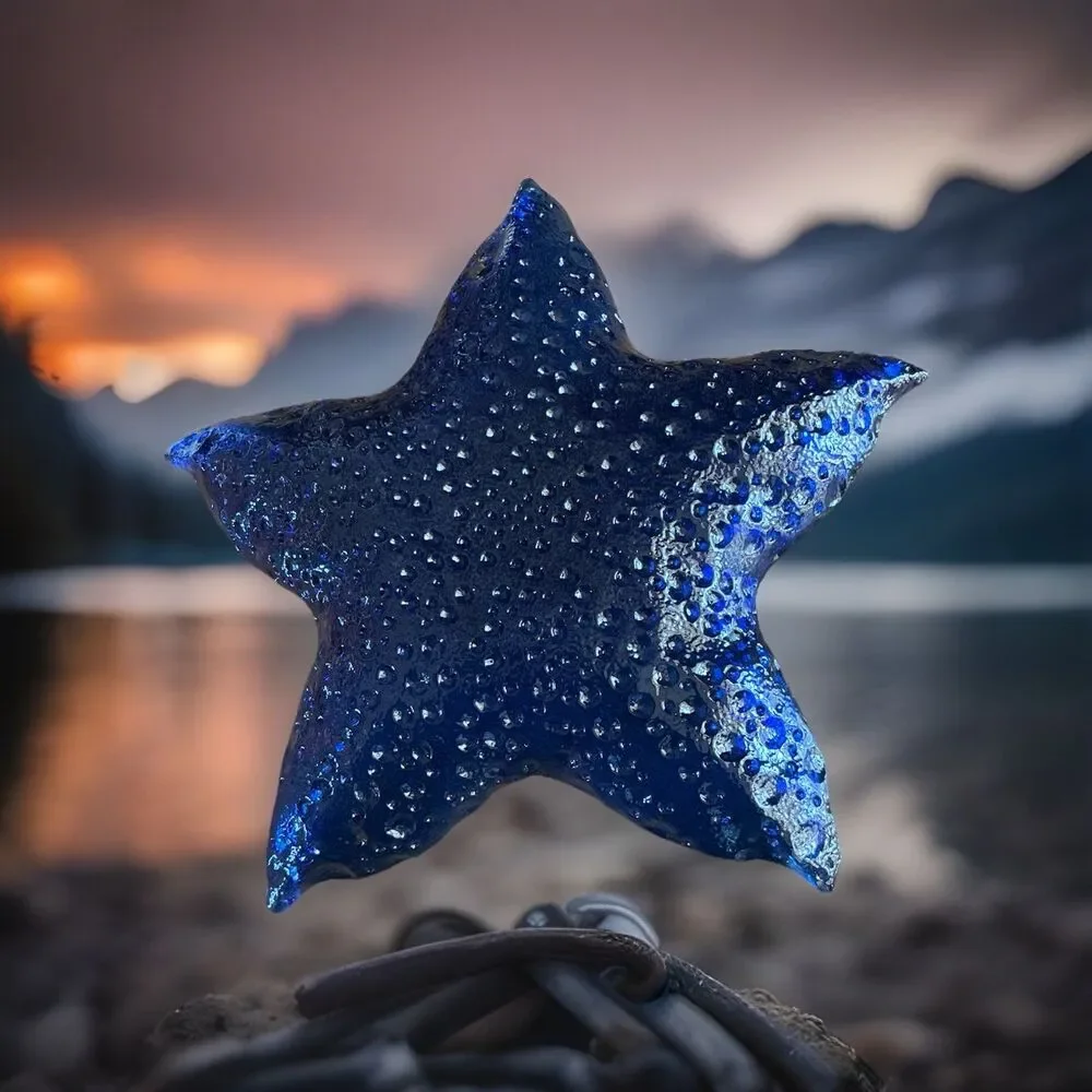 Cobalt Blue Art Glass Starfish Bowl — Large 14